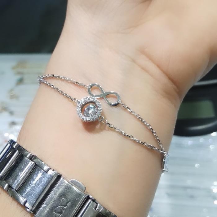 Gelang Emas Asli-Igun 8K Dancing Stone - Putih