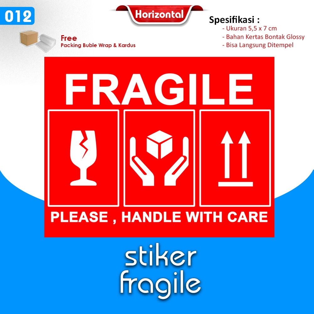 Stiker Fragile / Stiker Pecah Belah / Stiker Pengiriman Olshop / Stiker Unboxing Horizontal-7