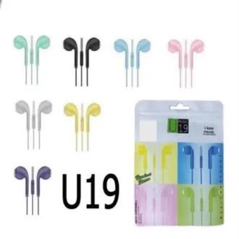 HEADSET EARPHONE HANDSFREE STEREO U19 MACARON EXTRA BASS