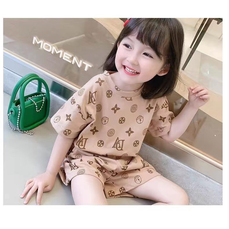 setelan set kaos anak perempuan cewek import uisa 1-4th/baju anak perempuan casual(AD)