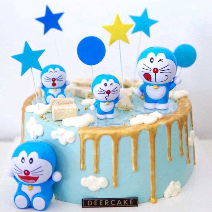 Figure Doraemon 4Pcs Topper Kue Desain Kartun Doraemon untuk Dekorasi Kue Ulang Tahun Hadiah Anak BA