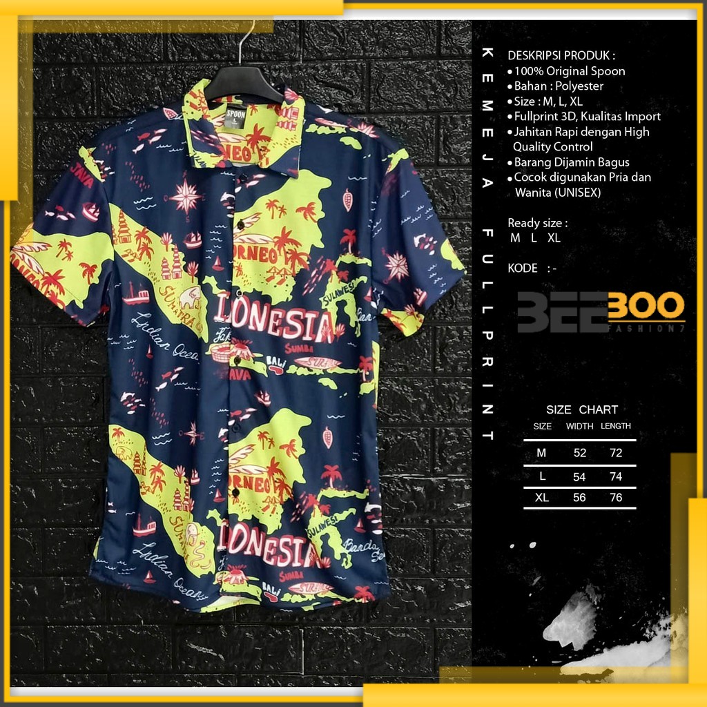 [BEEBOO] KEMEJA PRINTING 3D SUBLIM PRIA/WANITA INDONESIA