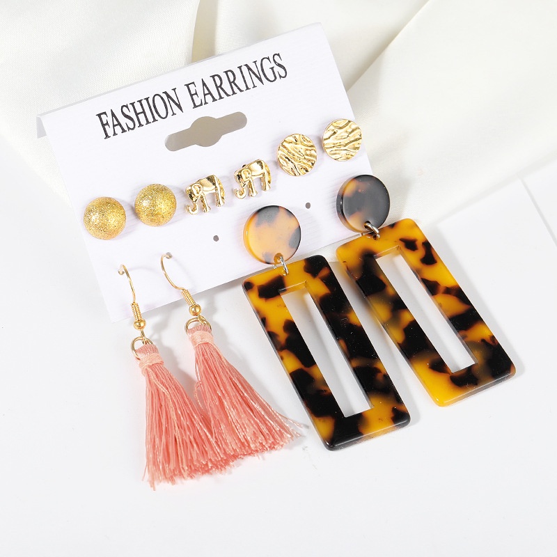 Eropa dan Amerika aksesoris fashion Mutiara XINGX set leopard piring rumbai anting-anting Korea gaya