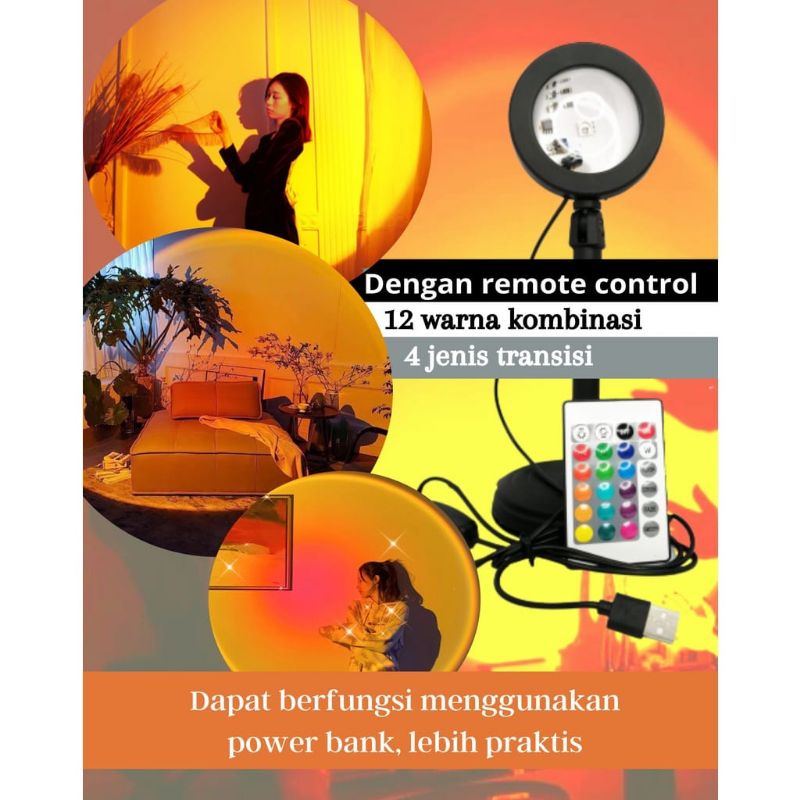 NEW RGB Sunset Light Second Generation wih Remote Control / Lampu Tidur Sunset RGB