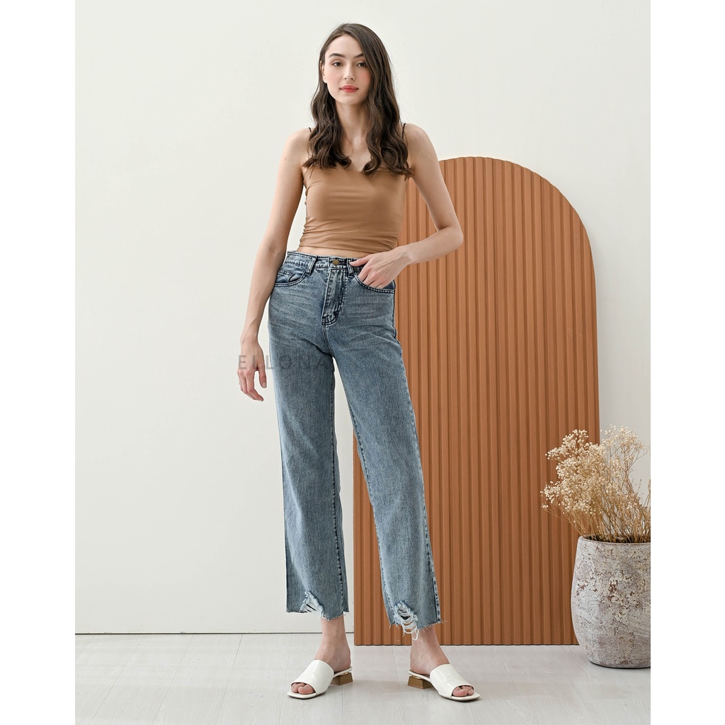 OSSO JEANS - Fiona Kulot Jeans Ripped Bawah