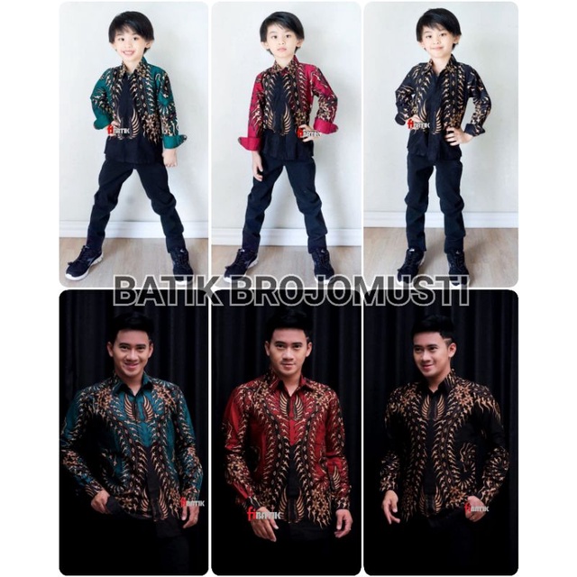 Baju Kemeja Batik Pria Lengan Panjang - couple batik ayah dan anak laki-laki lengan panjang - baju batik anak laki-laki lengan panjang umur 2-12 tahun