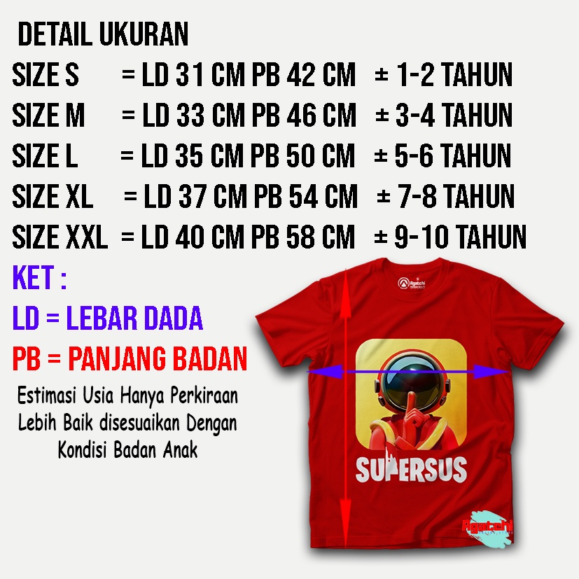 Baju Kaos Atasan Anak Laki Laki Game Super Sus