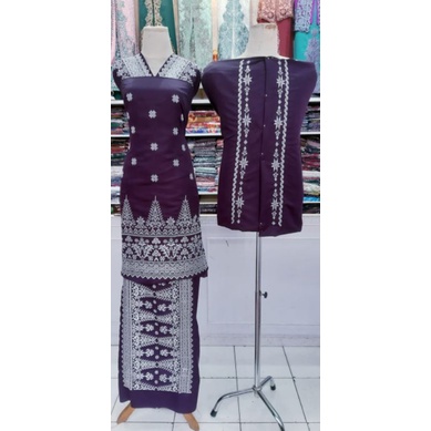 Bahan cople baju kurung bordir, motif songket melayu 01