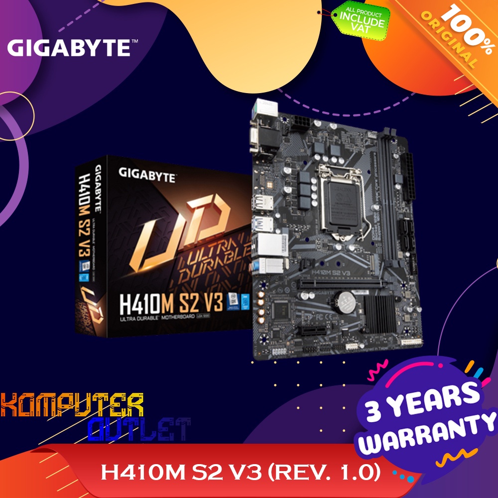 Jual GIGABYTE H410M S2 V3 MOTHERBOARD INTEL GEN 10 (H410 LGA 1200 DDR4