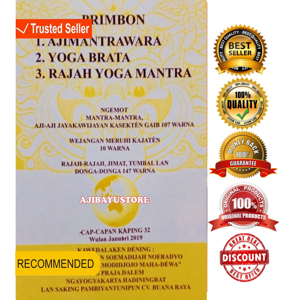 Buku Primbon Ajimantrawara Yoga Brata Rajah Yoga Mantra ngemot mantra-mantra aji-aji jayakawijayan k