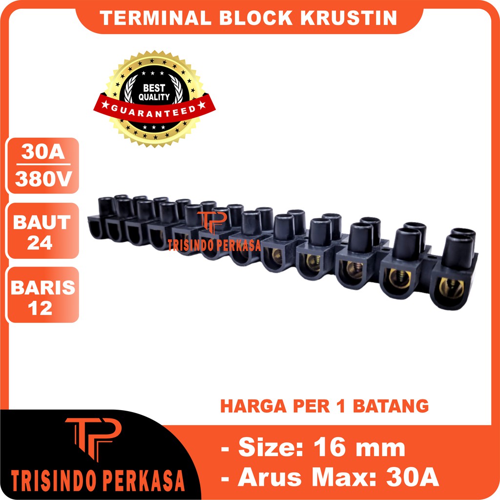 Terminal Krustin 16mm 30Ampere Hitam Klustin Blok