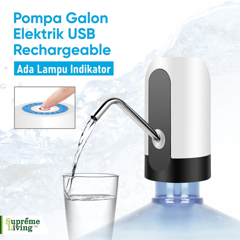 Pompa Galon Elektrik USB Rechargeable Dispenser Air Minum Otomatis Kapasitas Baterai Besar 1200 mA