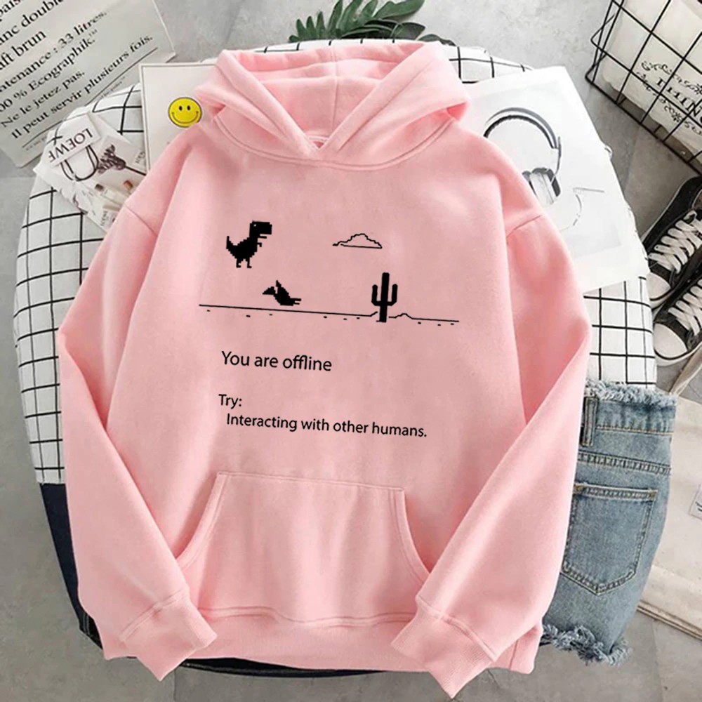 Jaket Sweater Hoodie Wanita Fleece S M L XL XXL XXXL XXXXL XXXXXL YOU ARE OFFLINE-1