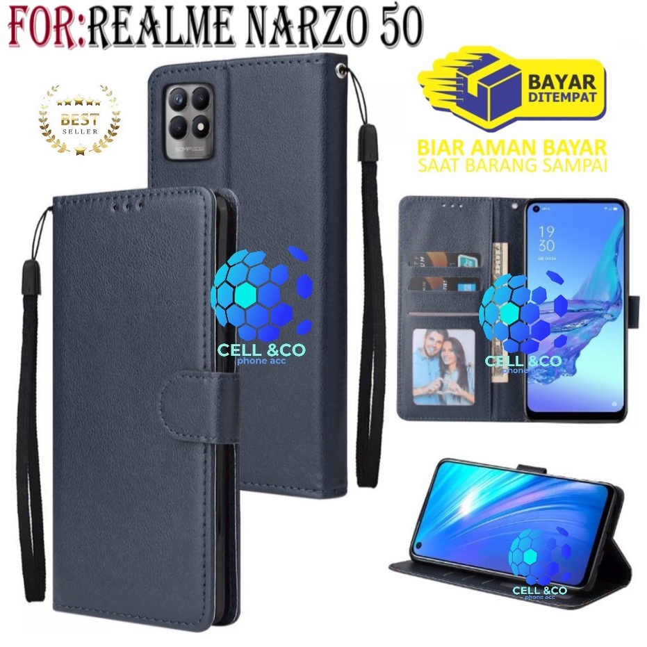 REALME NARZO 50 CASE FLIP LEATHER WALLET PREMIUM FLIP CASE BUKA TUTUP KESING HP CASING FLIP CASE WALLET REALME NARZO 50