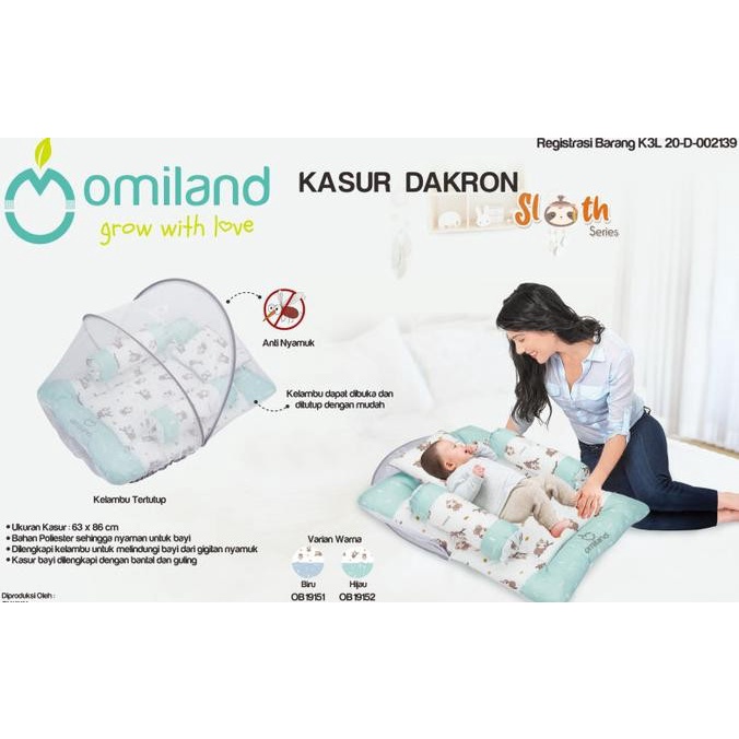 Makassar! Kasur Bayi Lipat Dakron + Kelambu Omiland Sloth Series OB19151/52