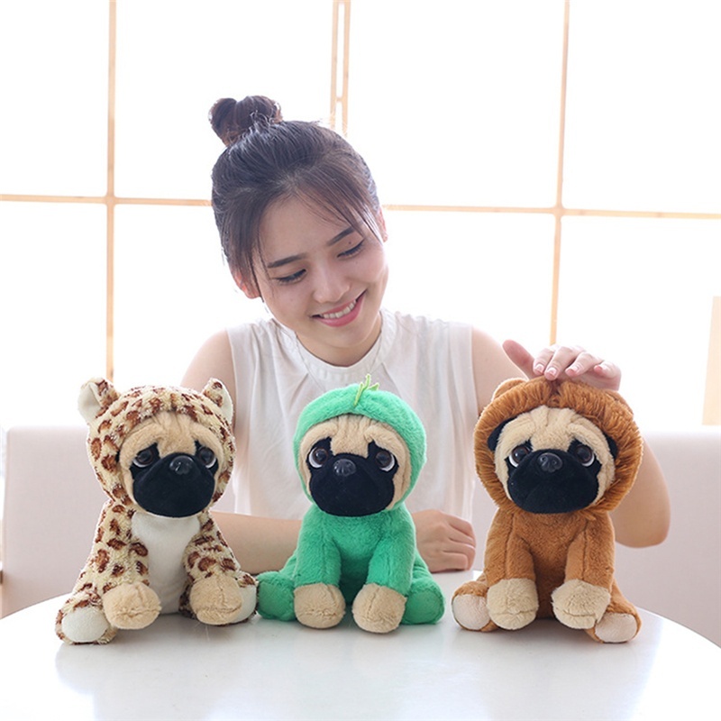 Mainan Boneka Plush Anjing Pug Dengan Topi + Bel Untuk Anak Laki-Laki / Perempuan