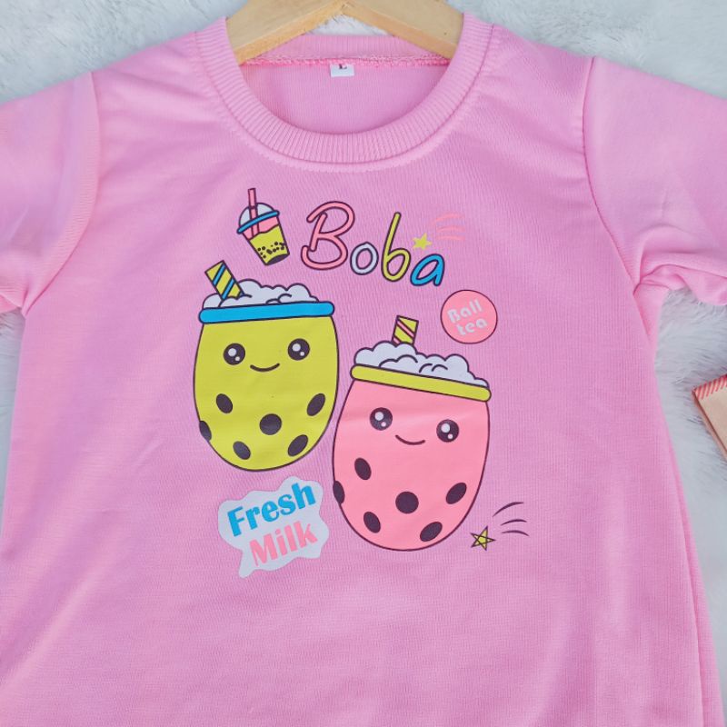 DUO BOBA Setelan Anak Boba Baju Anak Boba Setcel Kids