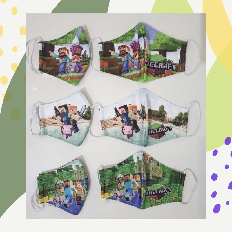 Masker nonmedis kain hijab nonhijab karakter minecraft lucu murah