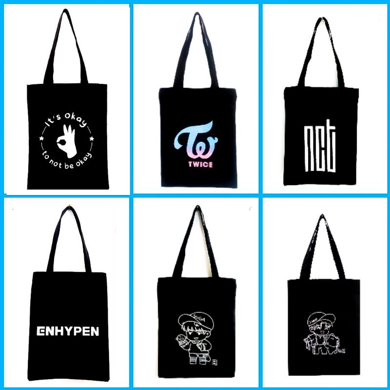 TOTEBAG DRILL PREMIUM (ada resleting) KPop bahan drill halus premium