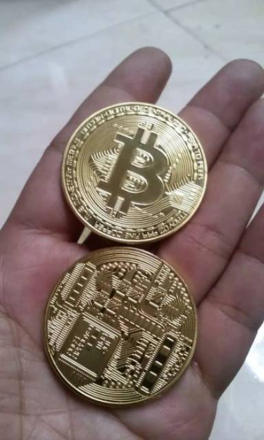 Coin Koin fisik BTC Bitcoin gold plate pajangan koleksi souvenir gift pecinta Bitcoin litecoin