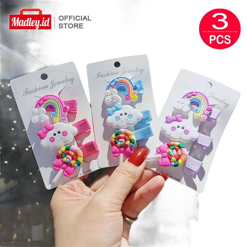 Madley Hairclip Wanita Set Anak Korea isi 3Pcs Jepit Rambut Perempuan Lucu Cantik KCR013