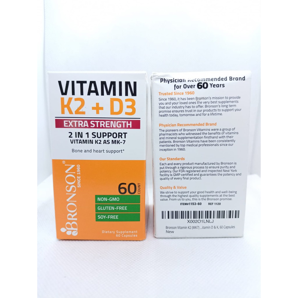 BRONSON EXTRA STRENGTH VITAMIN K2 D3 10000IU 10000 IU 60 CAPSULES ORIGINAL