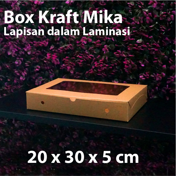 

(Depok) Dus Kraft 20 x 30 x 5 cm dengan Mika - Box Cake Coklat Snack