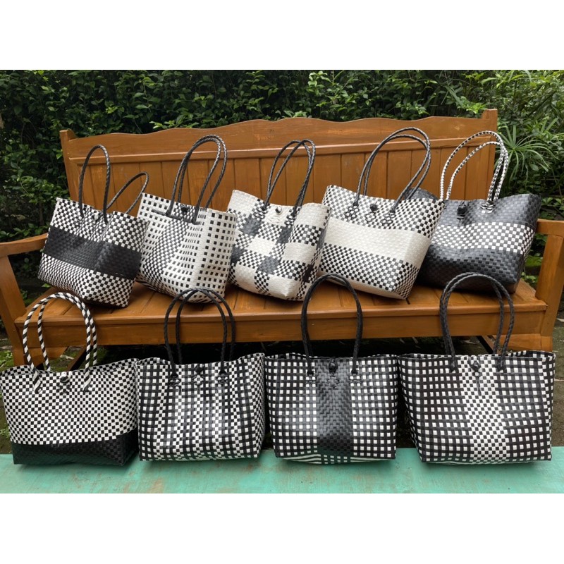 READY STOK- Tas Hajatan / Tas Monochrome / Tas Murah Anyaman Plastik / Souvenir Berkatan READY STOK