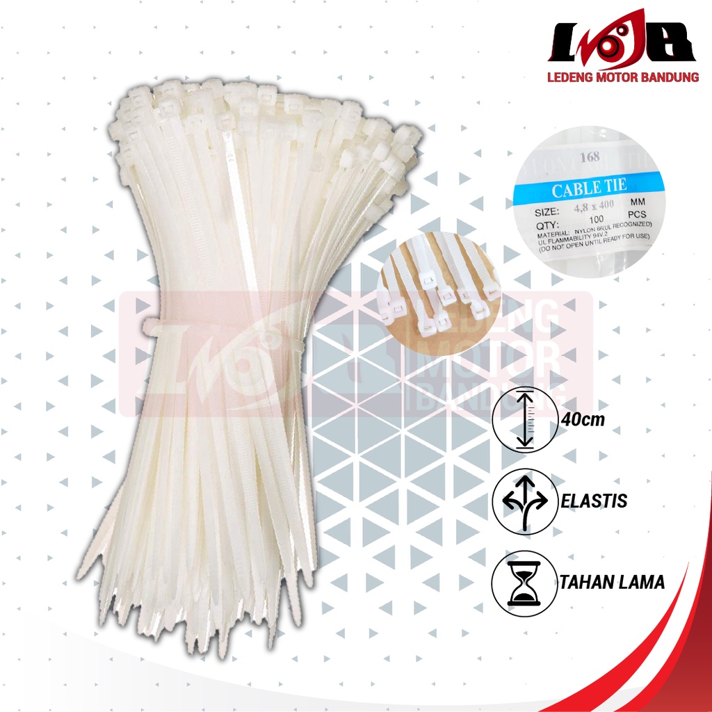 Kabel Ties 40cm Tali Ripet Nylon Cable Tie 4.8x400mm Isi 100pcs Serbaguna Universal