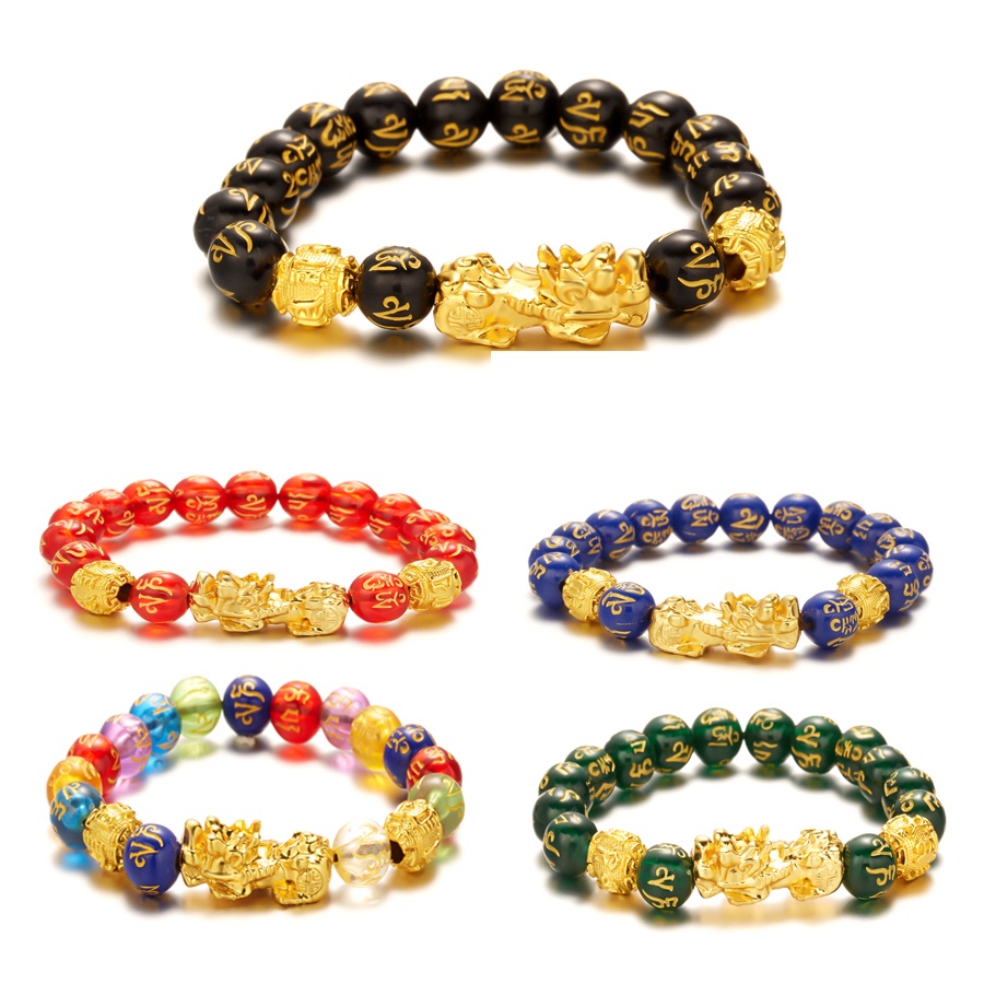 35 styles of sand gold pixiu six-character mantra obsidian transfer beads evil spirits lucky men's and women's bracelet bracelet factory wholesale in stock