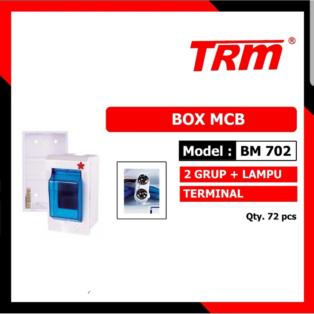 Trm BM-702 Bok Mcb 2 Group + Lampu Terminal Kuningan / Kotak Mcb / Box Mcb