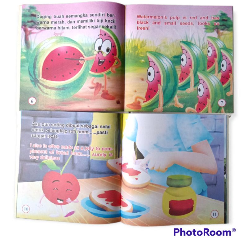 Buku Cerita Anak Seri Buah Buahan - Bilingual 2 Bahasa Indonesia Inggris