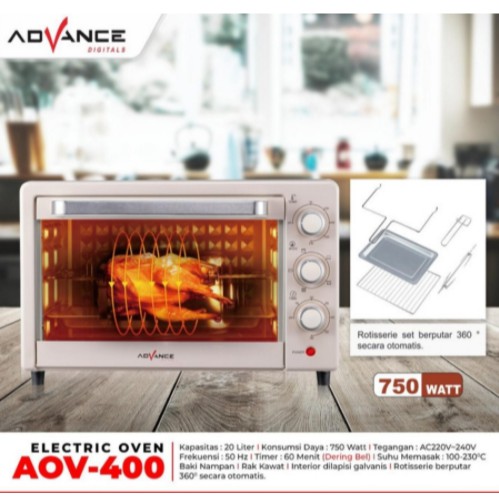 Advance Oven Listrik 20 Liter Rotisserie Timer AOV-400 Electric Oven