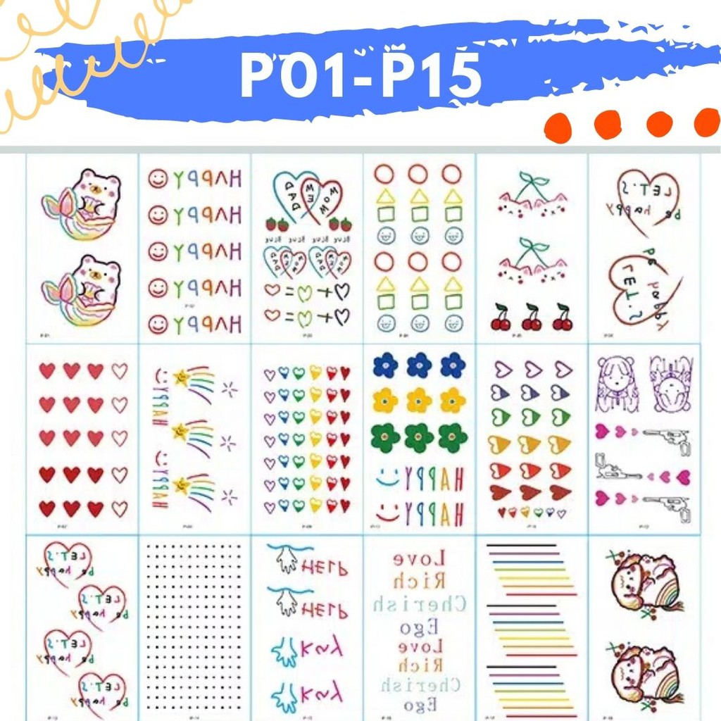 Stiker Tattoo kode P01-P15 | Tato Temporer | Waterproof