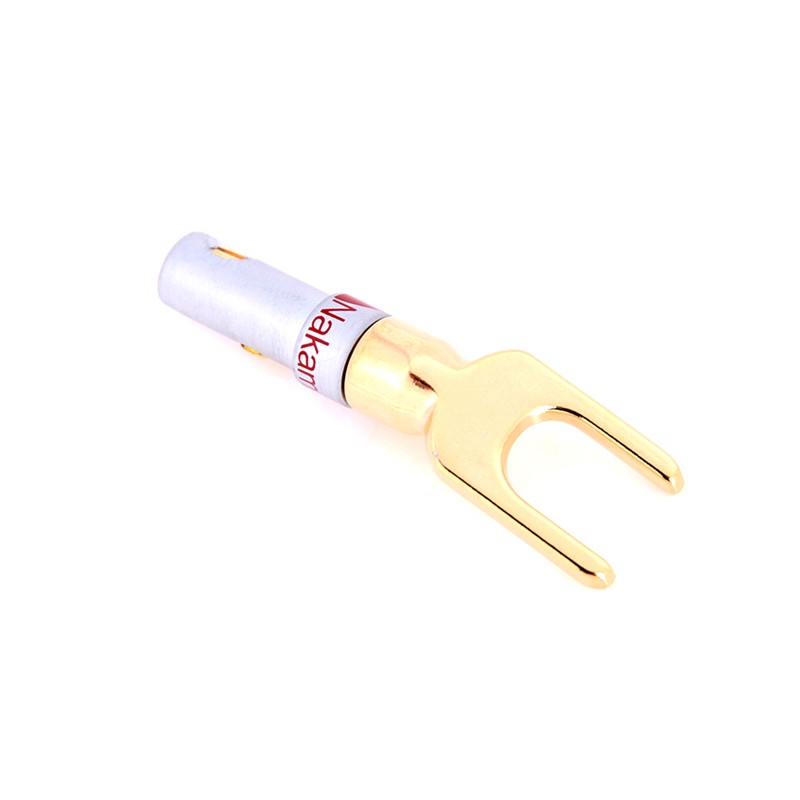 【Theredsunrisesiwy.id】New 2pcs Copper Gold Plated Speaker Banana U Fork Y Spade Plug Wire Connector