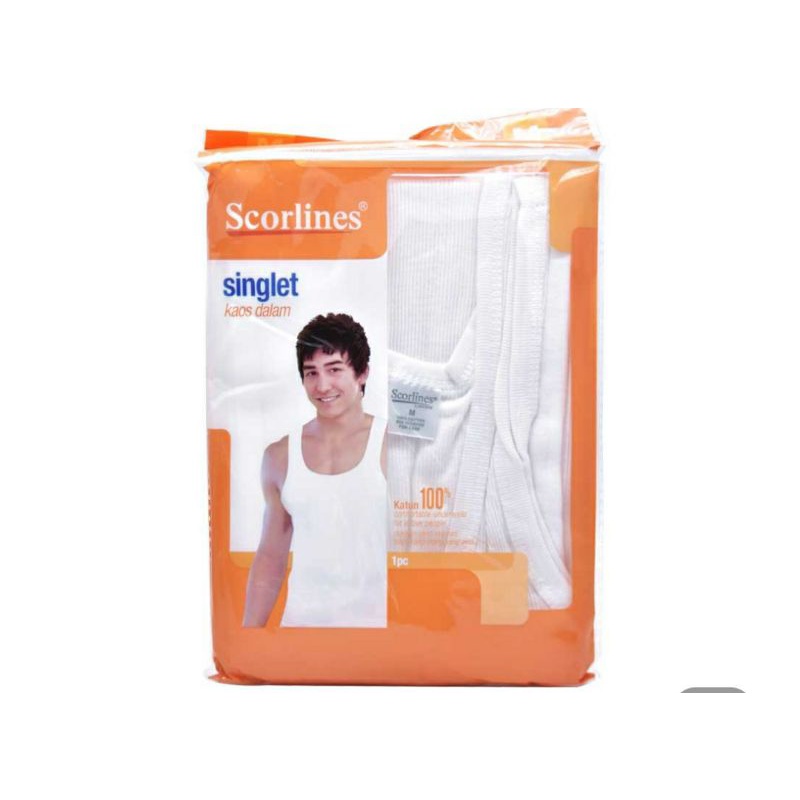Scorlines Singlet Kaos Dalam Putih M 
