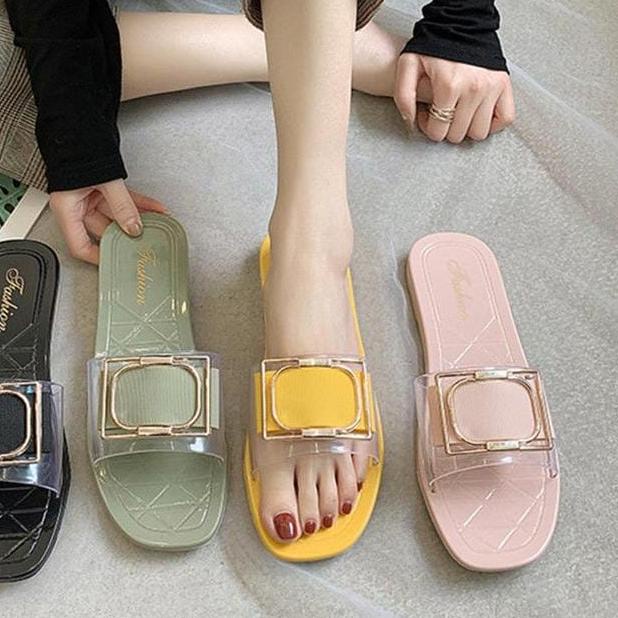 SHOPEE 9.9 Sandal Flat Wanita Simple Kekinian Sendal Flip Flop MALL SHOPPING [KODE 707]