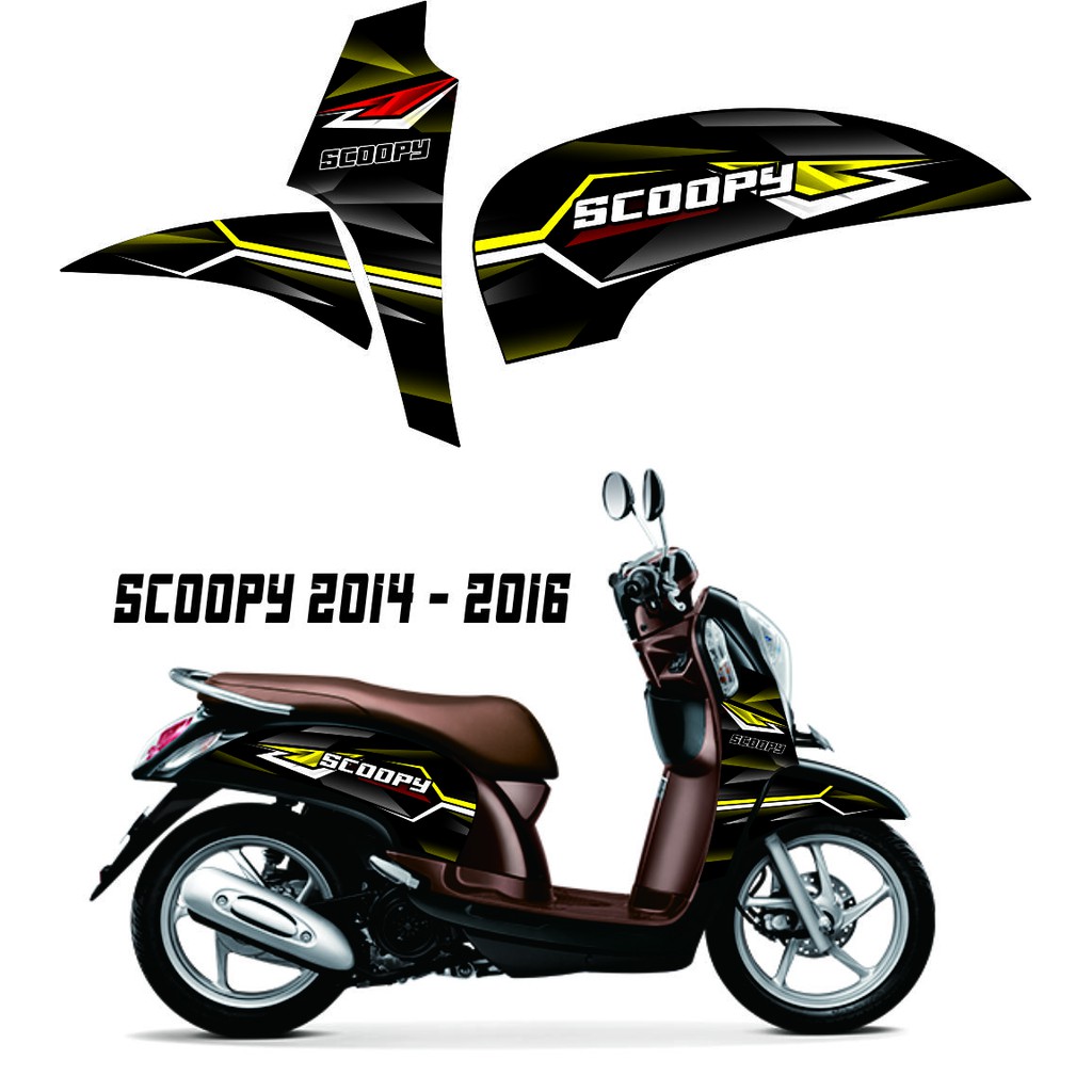 CUSTOM MOTIP STICKER SCOOPY POLET RACING MOTOR SCOOPY FI 2014-2016 SPORTY VARIASI STIKER STRIPING SC