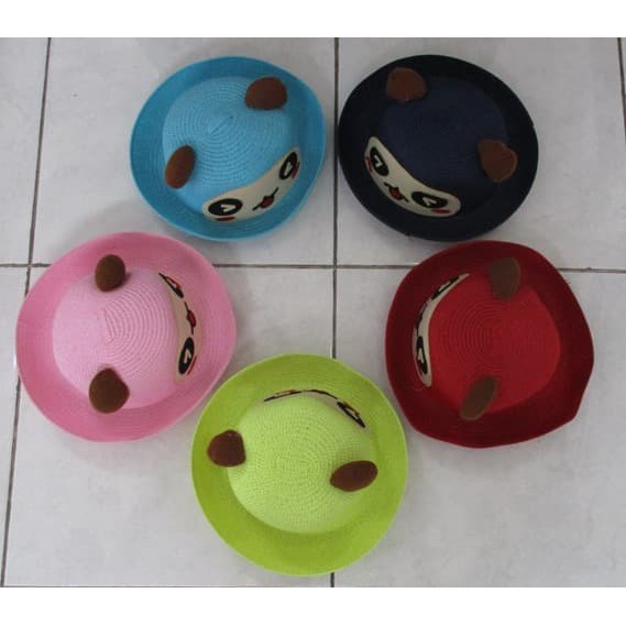Topi Koboy Koboi Anyam Panda Anak Lucu**