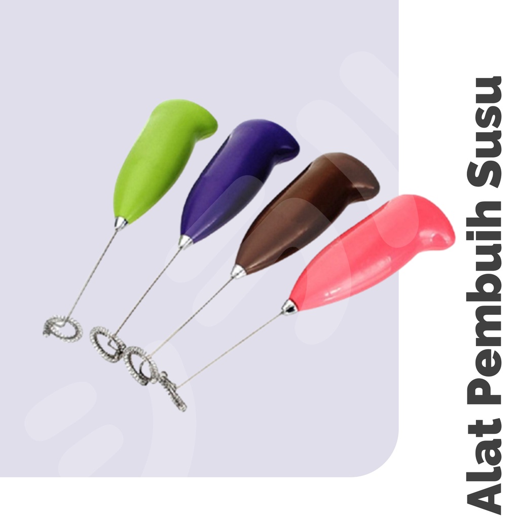 Mini Hand Mixer Alat Pembuih Susu Kopi Elektrik Baterai Milk Frother Foamer Stainless Steel