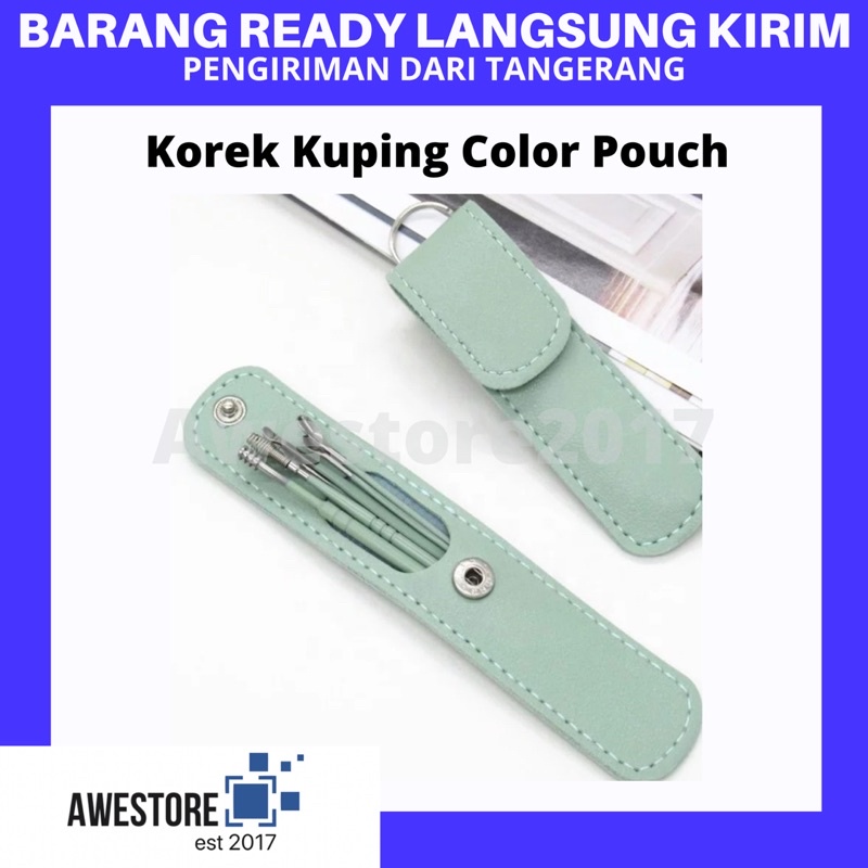 Korek Kuping Gantungan Kunci Pouch Kulit Earpick Ear Wax Pick Key Ring