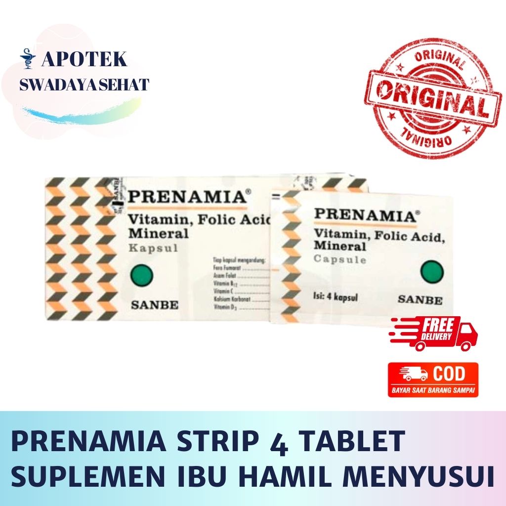 PRENAMIA Strip 4 Tablet - Suplemen Vitamin Mineral Ibu Hamil dan Menyusui Anemia Asam Folat