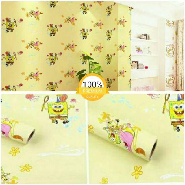 Wallpaper Dinding Sticker 45CMx8M Dinding Bata Garis Batik Karakter