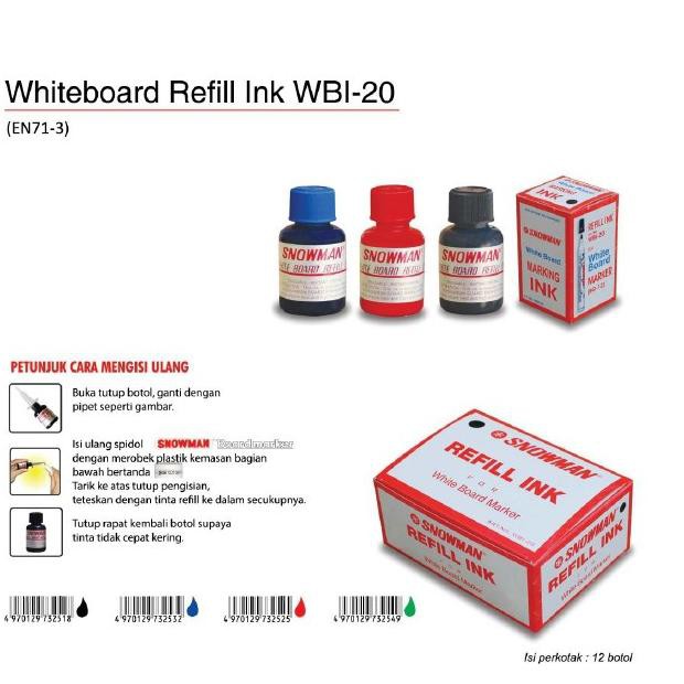 

Harga Obral B0V Tinta Spidol Snowman WhiteBoard WBI-20 / Isi Ulang Sepidol Refil / Tinta Refill Spid