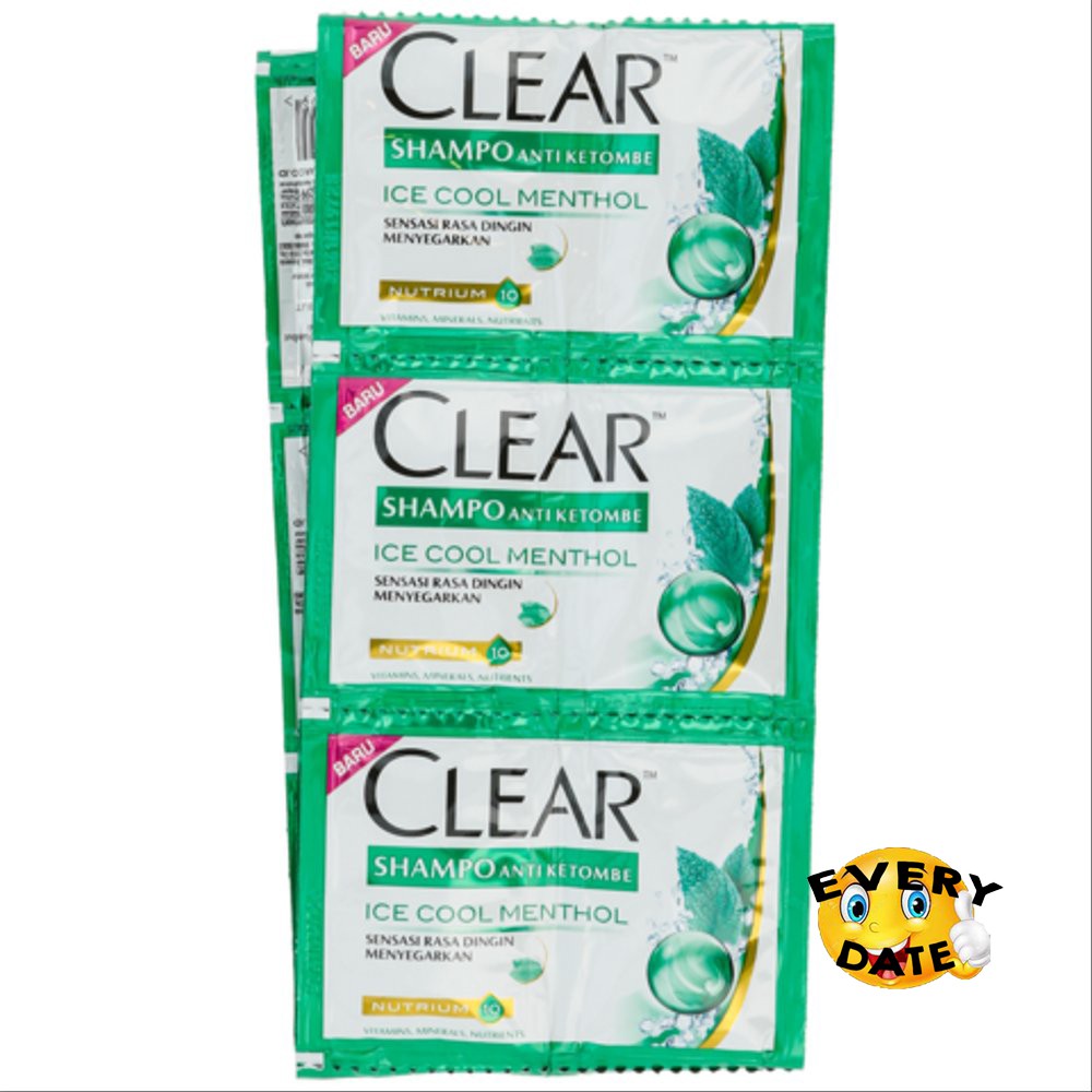 Shampo Clear Sachet Ice Cool Menthol (hijau) 12 Sachet/Lembar