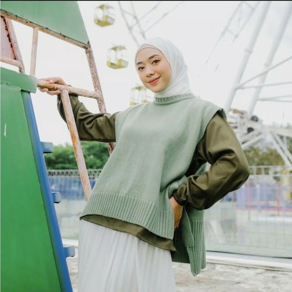 rompi vest knit rajut tali wanita outer korea rajut oversize premium korean style kekinian