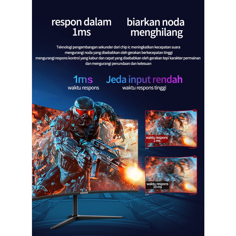 BLUE SKY Monitor definisi tinggi melengkung 27 inci, monitor komputer gaming profesional, monitor definisi tinggi 75HZ