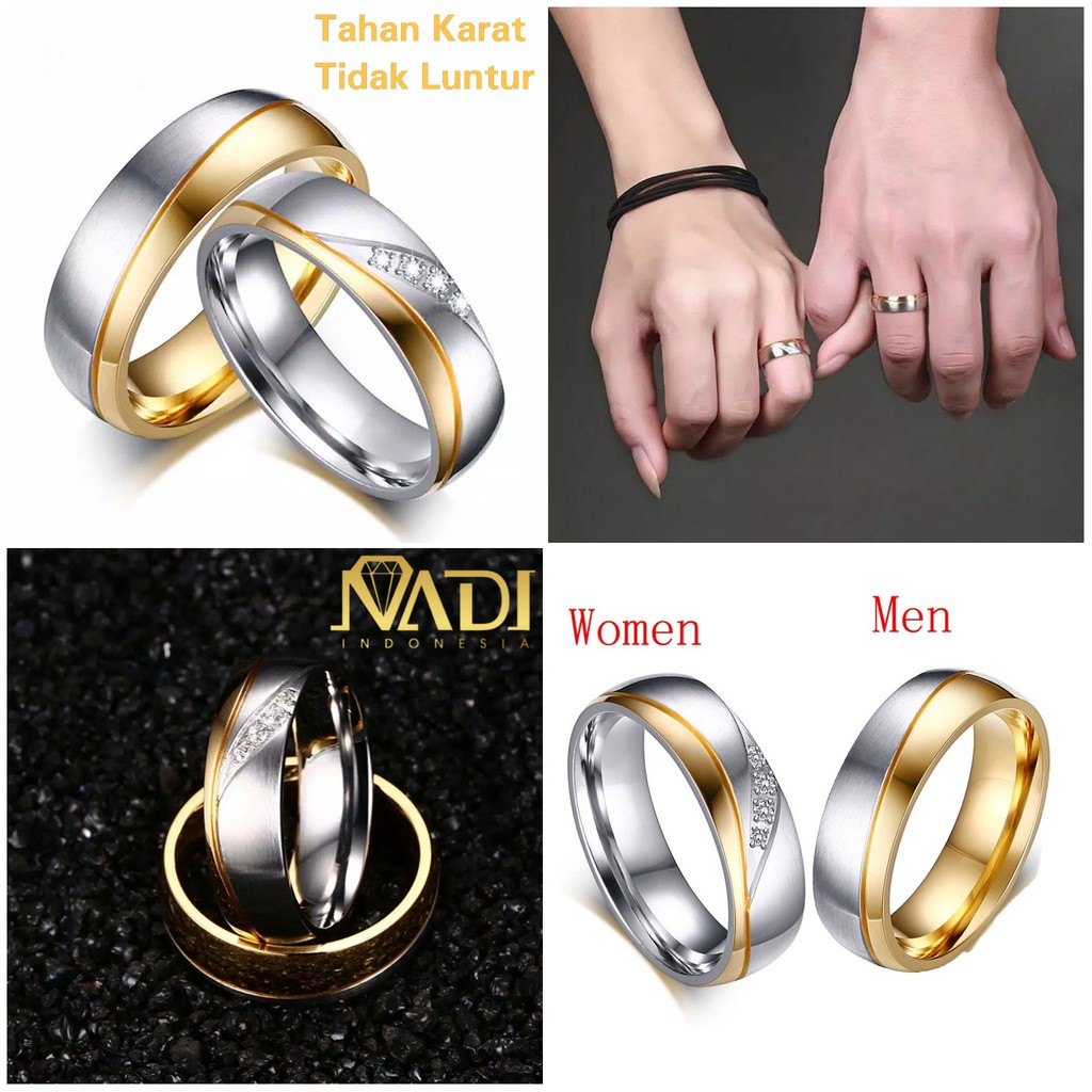 CINCIN COUPLE NADI CASSANDRA RING PRIA WANITA PERNIKAHAN KAWIN TUNANGAN WEDDING ENGAGEMENT PREMIUM TAHAN KARAT TIDAK LUNTUR