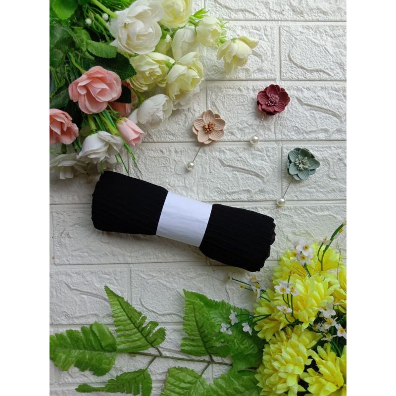PASHMINA PLISKET by ASSYIFA ••pasmina plisket lidi-Hitam