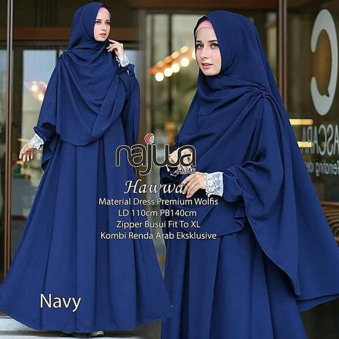 JGUA87 SETELAN PAKAIAN SYARI / GAMIS BUSUI / KHIMAR / BAJU SYARI: HAWWA SYARI - GREY TIDAK MAHAL